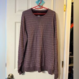 Mens Sonoma Long Sleeve Large Burgundy space dye and white stripe shirt